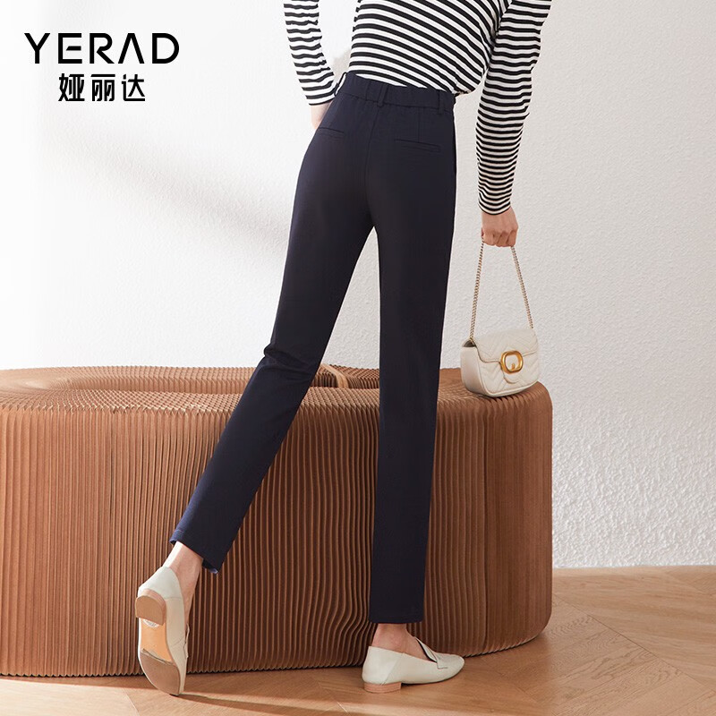 娅丽达(yerad)黑色西装裤直筒裤女小个子裤子春装新款女裤烟管休闲裤
