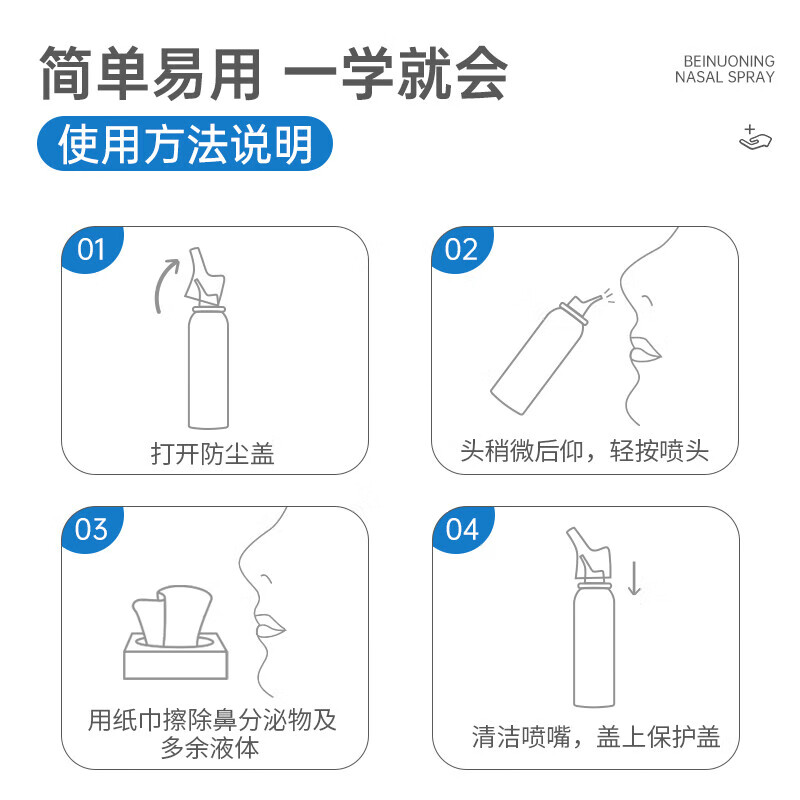 华北制药生理性盐水洗鼻器鼻腔盐水鼻腔喷雾器成人儿童海水冲洗鼻喷 【鼻腔喷雾】5盒