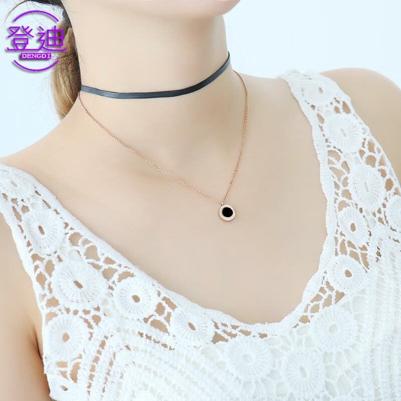 登迪项圈项链黑绳锁骨链短款颈带女生简约choker个性颈链脖子送女友