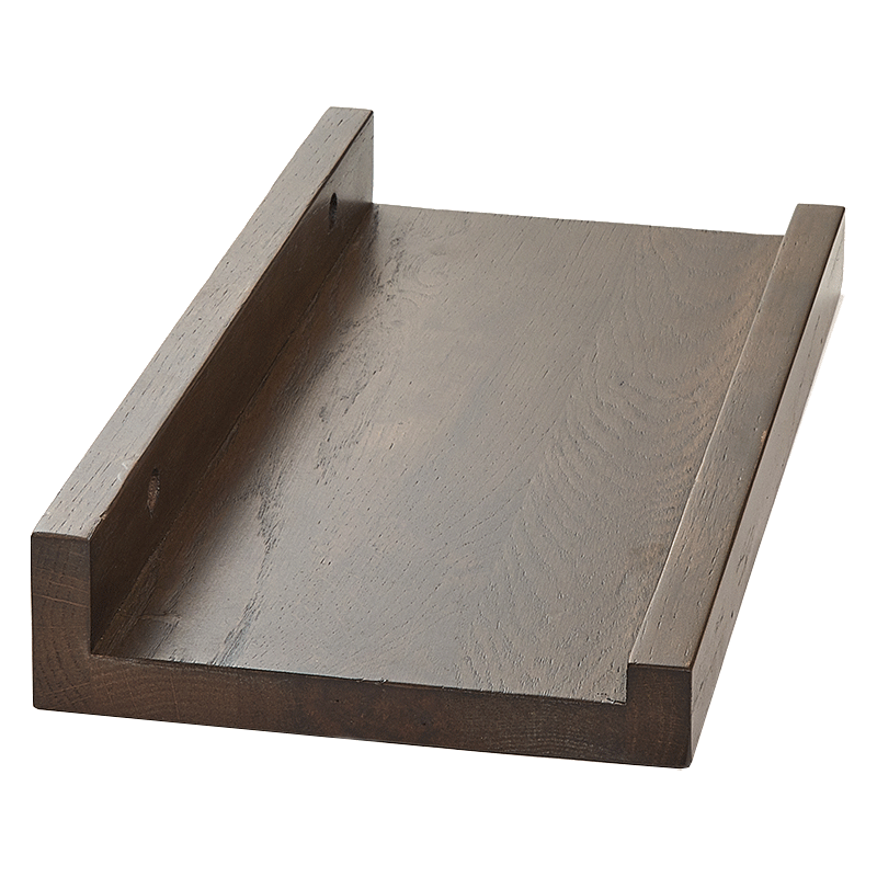 爱必居 实木隔板墙上置物架墙壁免打孔一字搁板储物架机顶盒架 30*15CM胡桃色