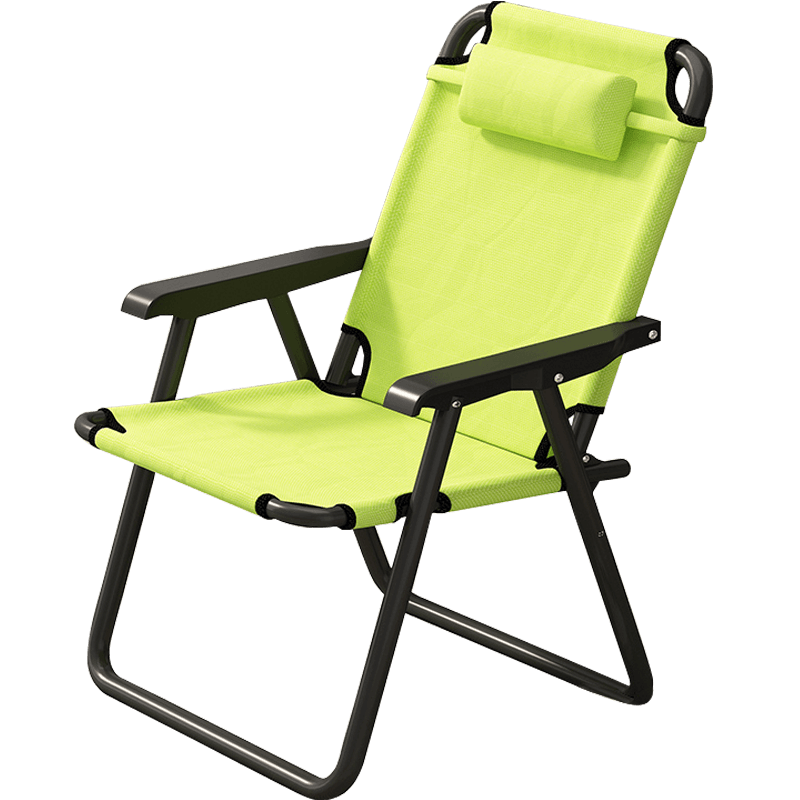 初学者 折叠椅户外椅子轻便小马扎野餐露营便携折叠椅钓鱼折叠凳子沙滩休闲椅子 荧光绿-加大款折叠椅