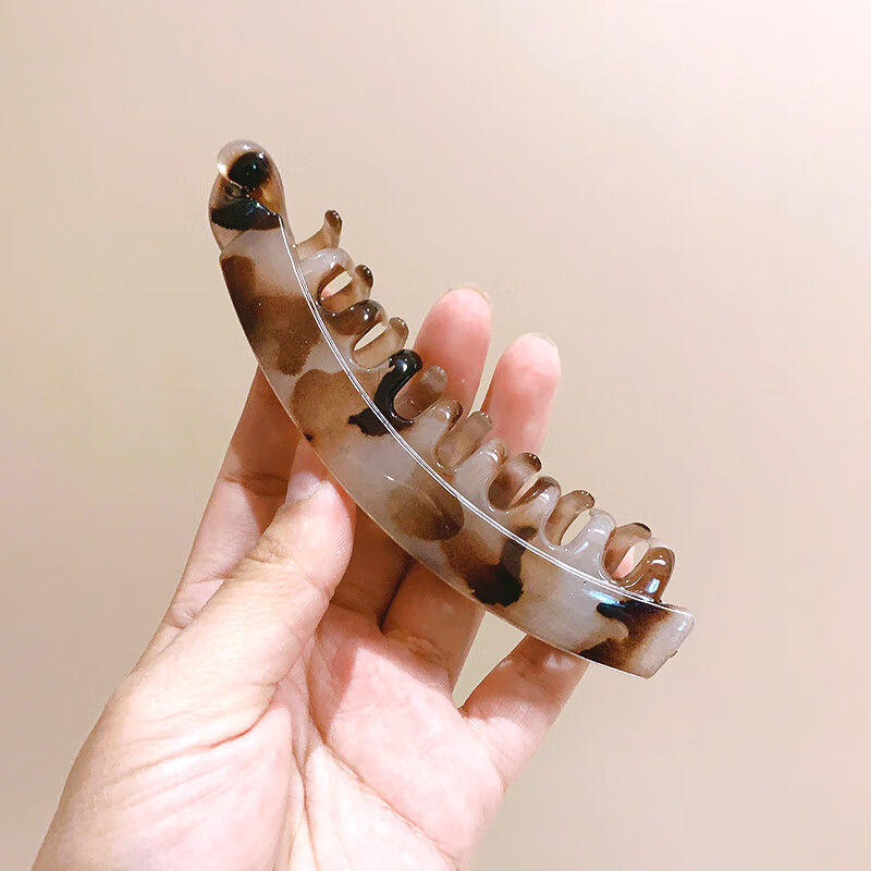 左歐（Zuoou）發(fā)量多專用發(fā)夾女高馬尾大號(hào)香蕉夾后腦勺夾子發(fā)卡子豎夾扭夾發(fā)飾 淺咖豹紋款