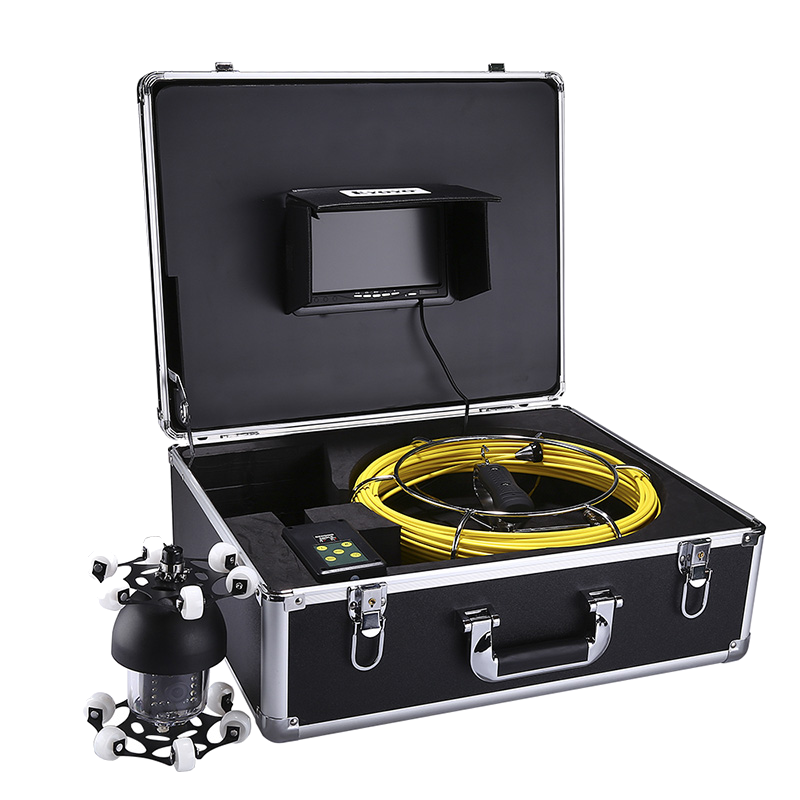 360度旋转工业管道内窥镜摄像头全方位下水道防水检测仪 7寸20米旋转