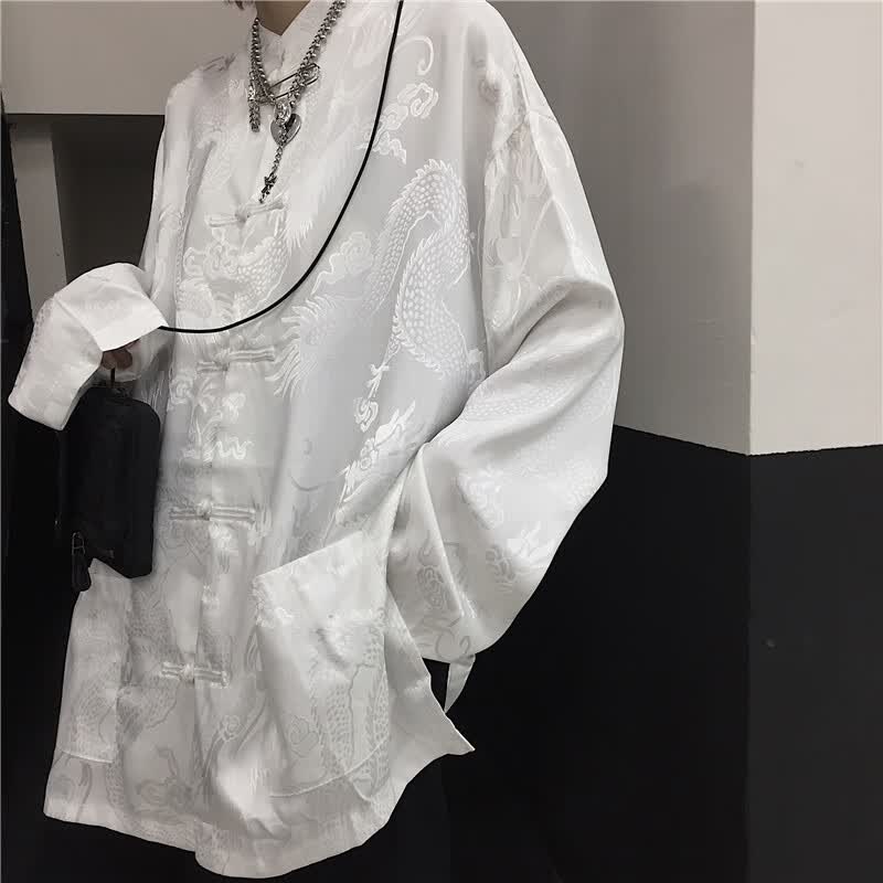 写璇（XIEXUAN）新中式国潮复古暗龙纹盘扣中国风禅意衬衫夏季外套衬衣上衣男 白色 XL使用感如何?