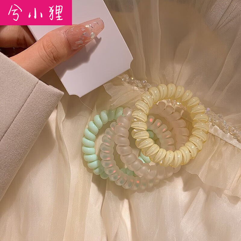 兮小狸糖果色电话线发圈女网红无痕头绳简约扎头发绳橡皮筋发饰女