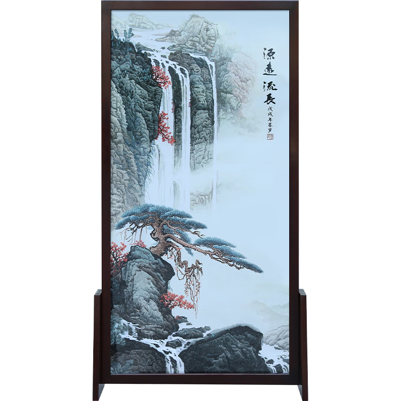 古艺苏绣屏风源远流长客厅玄关别墅手工双面绣隔断开业乔迁周年庆礼品