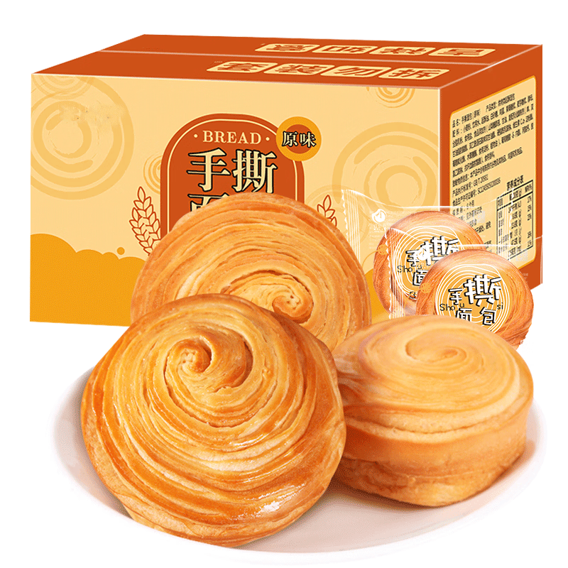 比比赞（BIBIZAN）手撕面包点心整箱早餐解馋健康小吃充饥夜宵休闲零食品即食学生 比比赞手撕面包1000g