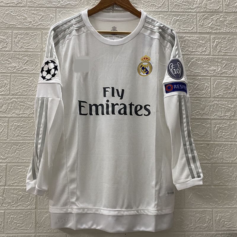 识恩15-16皇马球衣主场欧冠版短袖队服4号拉莫斯7号c罗复古足球服速干