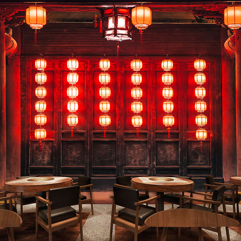 扑哩扑剌中式古风壁画剧本杀背景墙壁纸3d古宅建筑墙纸民国风包厢饭店