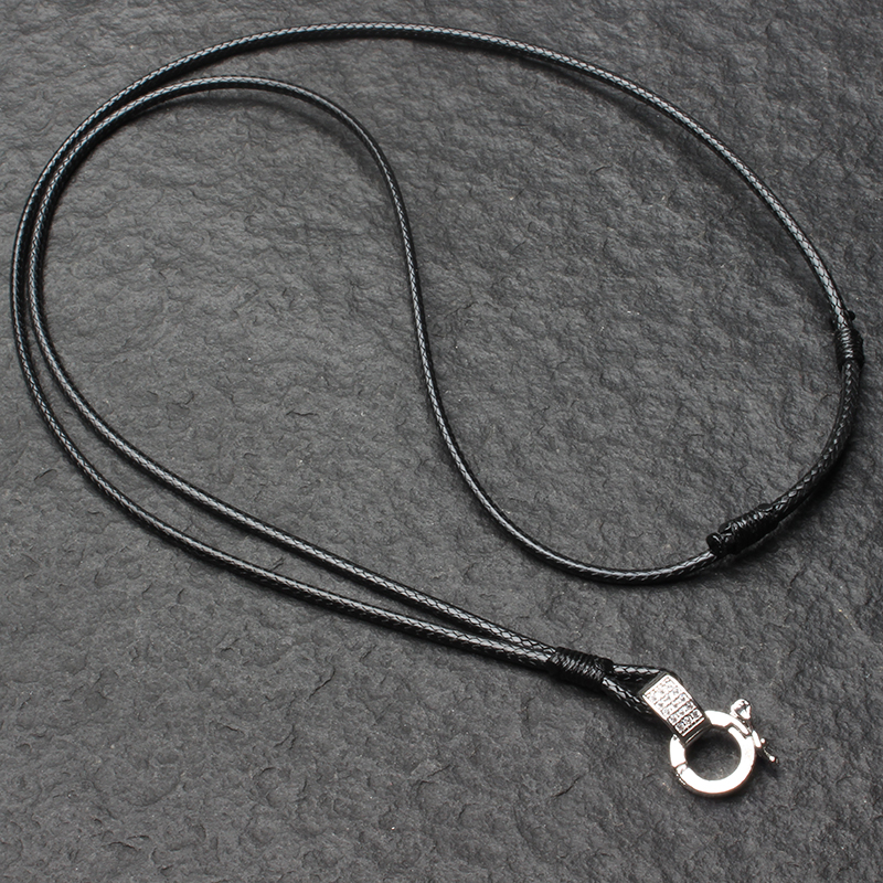 佛牌链子蜡皮绳手编吊坠绳子单挂快拆扣泰国佛牌链挂坠绳项 黑色3毫米粗金色快拆扣