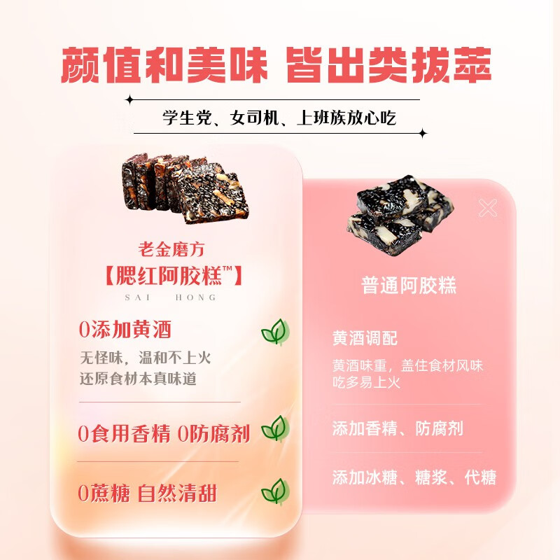 老金磨方阿胶糕礼盒210g 腮红东阿古胶原味药食同源即食阿胶高滋补礼盒 【单盒+礼袋】