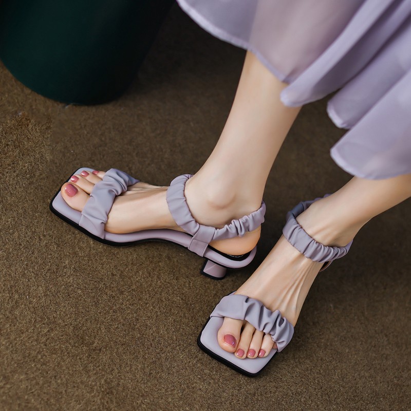dr中跟细跟凉鞋女夏新款鞋女时尚气质甜美女鞋简约舒适百搭露趾女凉鞋