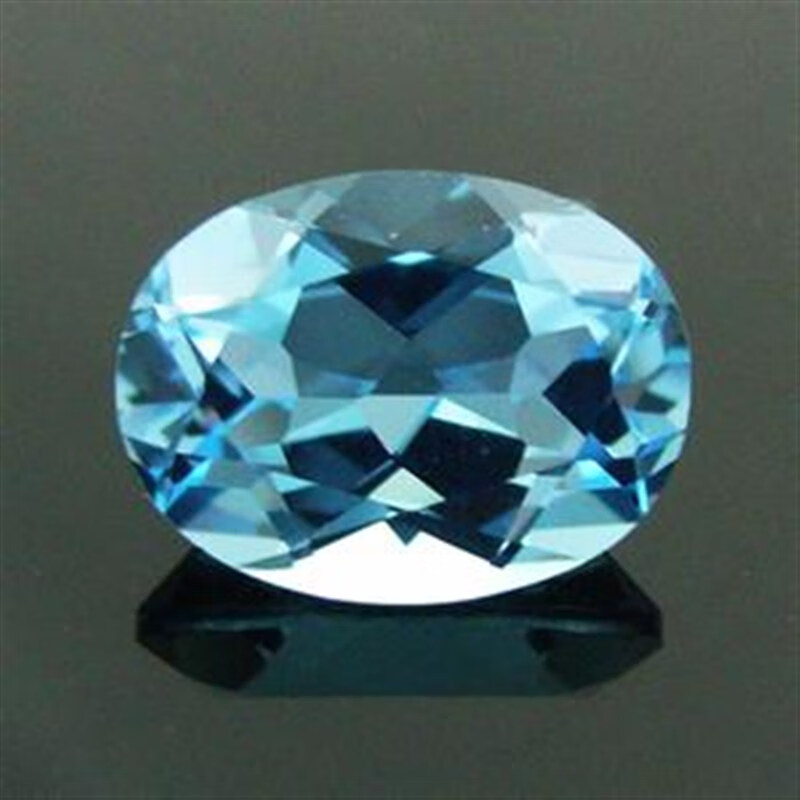 双盈喜纯净无瑕疵托帕石椭圆形蛋形海蓝宝石裸石吊坠项链女粉融宝石亮