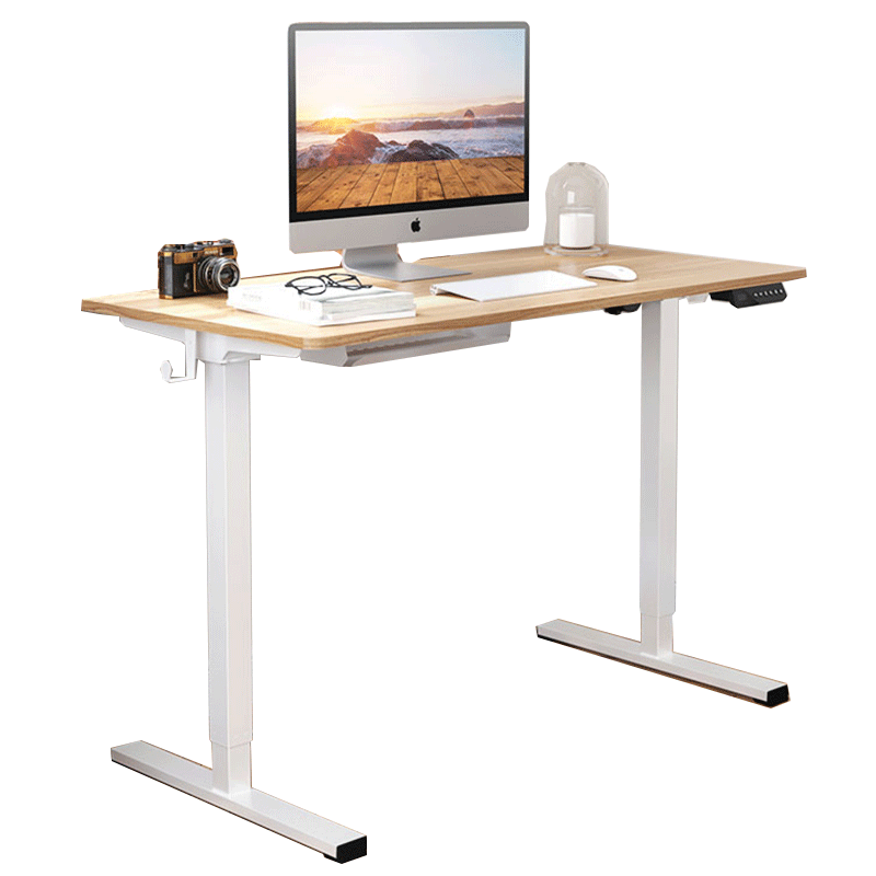 诩弈 电动升降电脑桌站立式台式简约家用FE2升降桌 银灰色桌腿+胡桃木色桌板