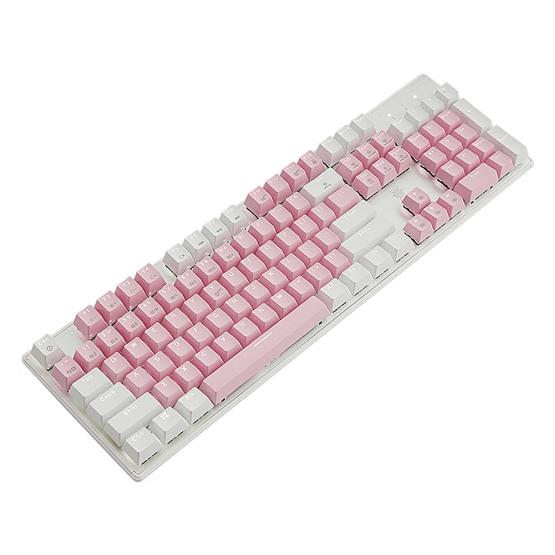 黑峡谷（Hyeku）GK715 机械键盘 有线键盘 游戏键盘 104键 白色背光 可插拔键盘 凯华BOX轴 粉白 红轴