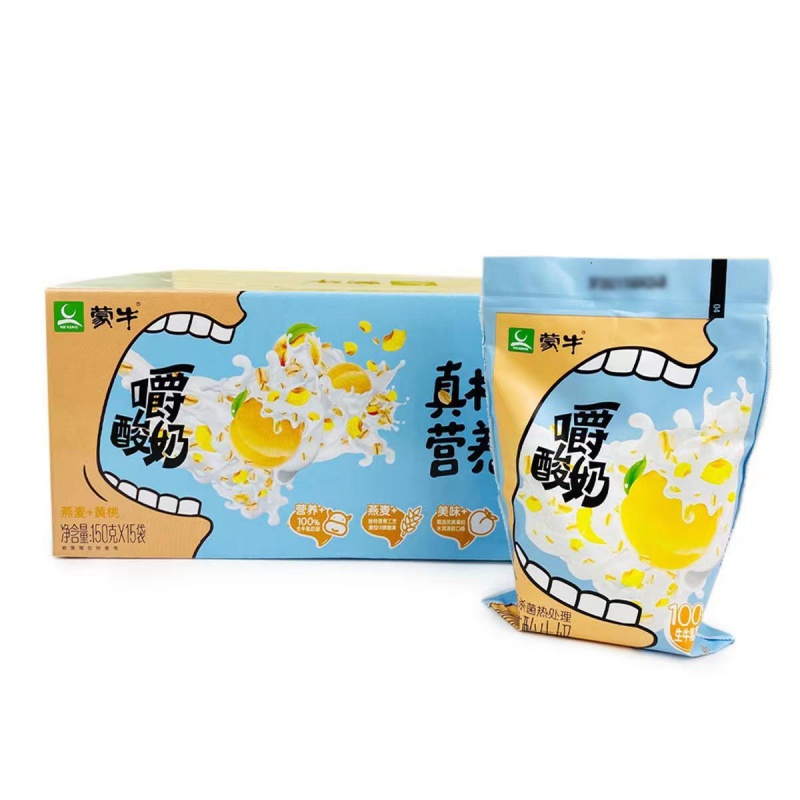 蒙牛嚼酸奶整箱风味酸牛奶袋装燕麦黄桃草莓学生早餐牛奶 黄桃燕麦