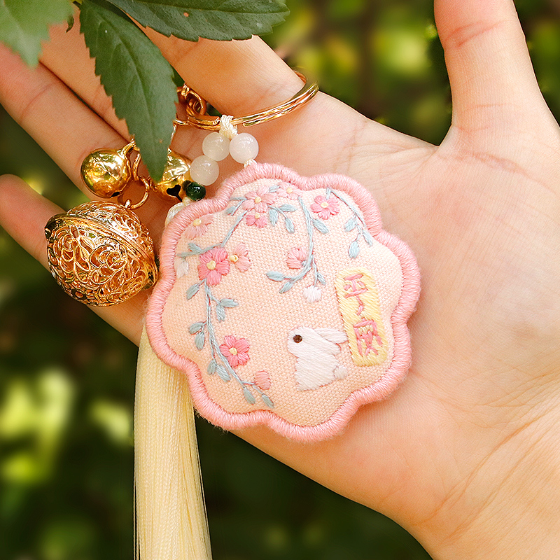 暖猫平安符刺绣手工diy材料包自制作平安福钥匙扣挂件送男友情侣礼物