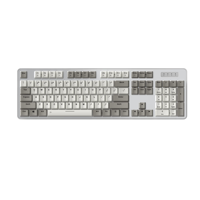 达尔优（dareu）EK810无线键盘 机械键盘 笔记本电脑办公商务键盘 2.4G蓝牙三模连接 全尺寸104键 时光白茶轴