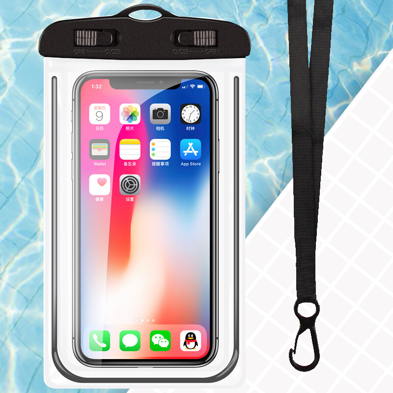 驰动 手机防水袋 旅行漂流密封手机袋游泳防水套包可触屏 含挂绳5.8英寸黑色