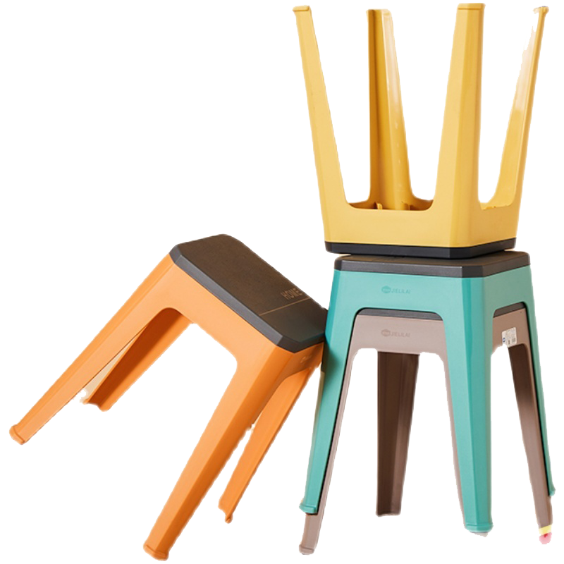 原声原代 凳子家用塑料凳加厚餐凳板凳高方凳 (单把)大号高46cm-深绿色 加厚稳固