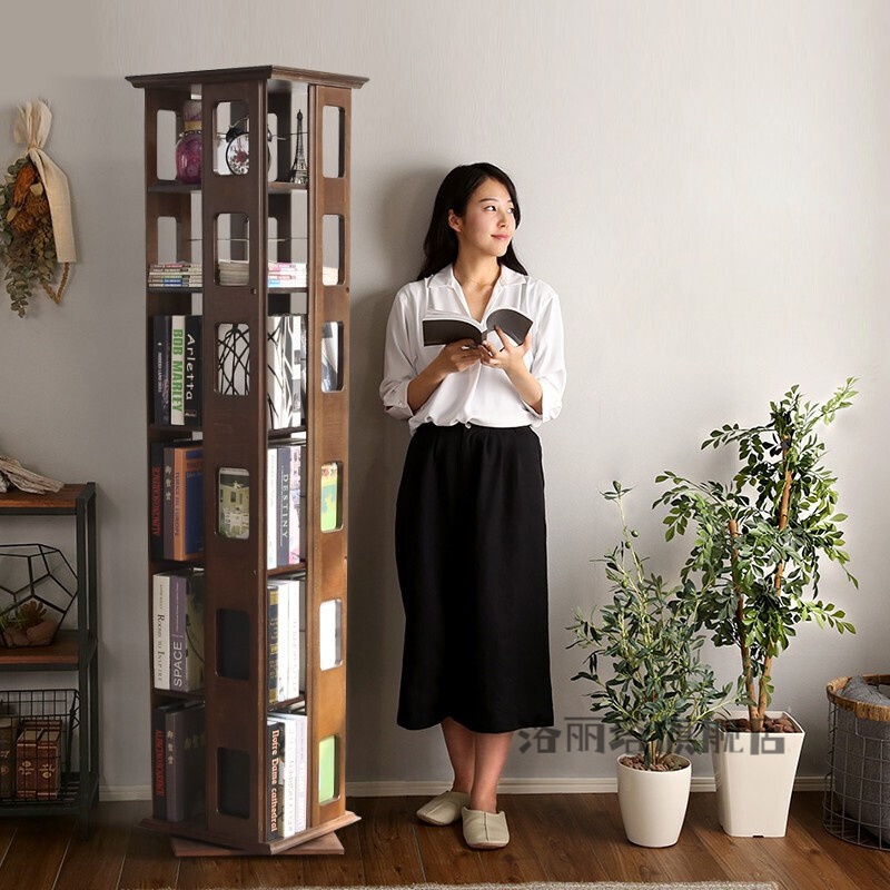 【预售】 德国进口实木旋转书架收纳架 360度旋转书架置物架 学生落地
