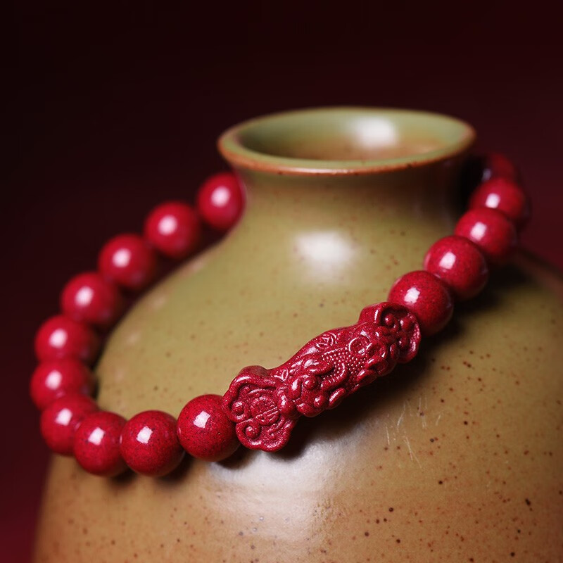 福凤龙祥轻奢朱砂手串女款貔貅手链男高含量原矿紫金砂手礼 8mm紫朱砂