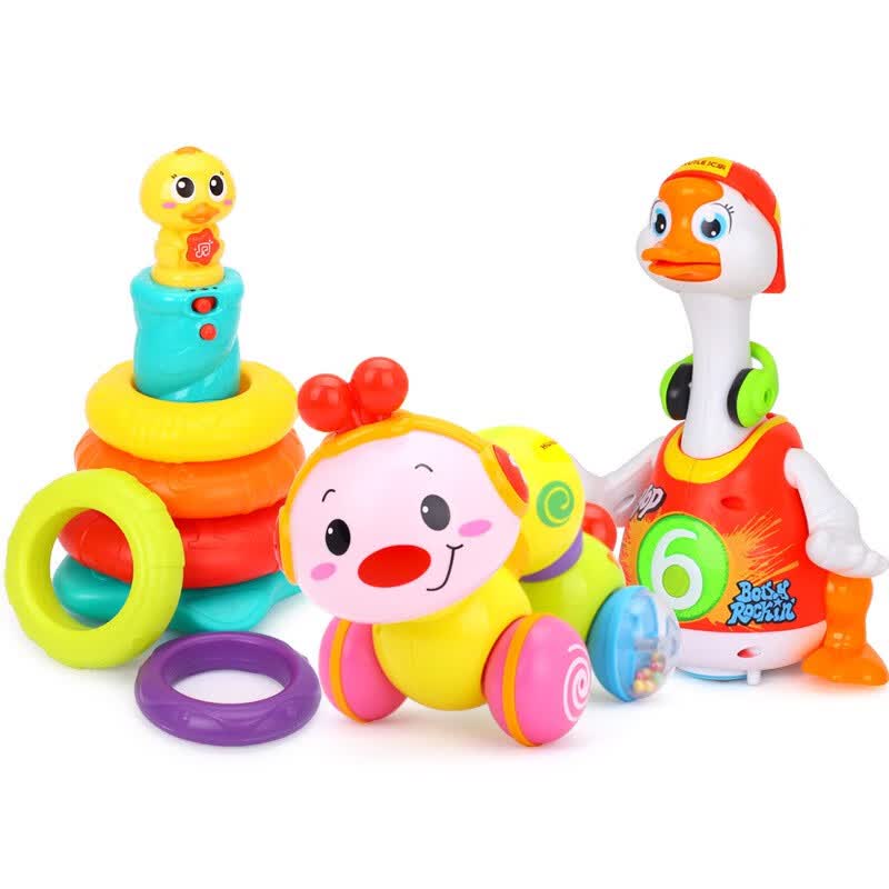 汇乐玩具（HUILE TOYS）婴幼儿童摇摆鹅小天地组合礼包宝宝婴幼玩具男女孩1-3岁颜色随机 摇摆鹅锂电板+叠叠乐+爬行小虫