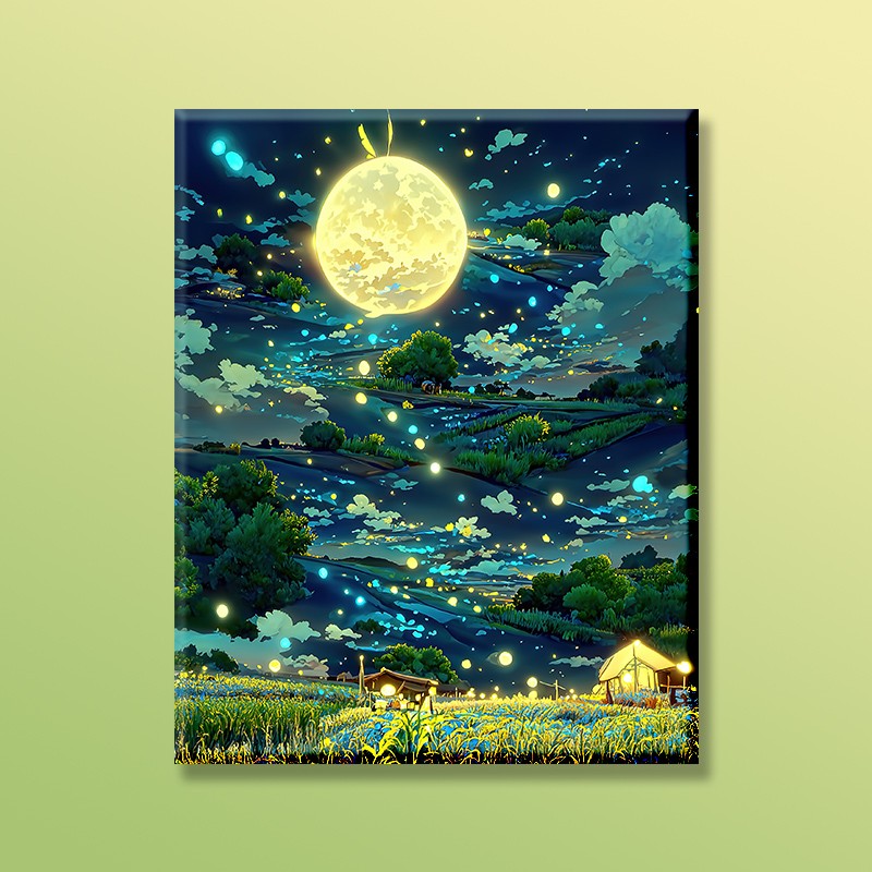 京造麦田的星空数字油画diy手工绘画填充填色治愈减压 G1274