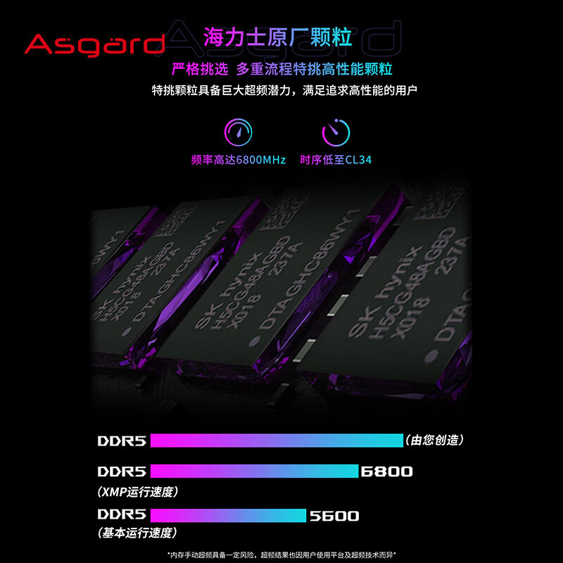 阿斯加特（Asgard）32GB(16Gx2)套 DDR5 6800 台式机内存条 RGB灯条-女武神·瓦尔基里Ⅱ代【C34】极地白 助力AI