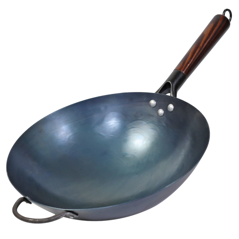 韋大錘炒鍋炒菜鍋手工鐵鍋老式家用傳統(tǒng)圓尖底無(wú)涂層不粘鍋具大炒勺 32cm帶耳手工鐵鍋 蓋+勺+鏟+刷 32cm