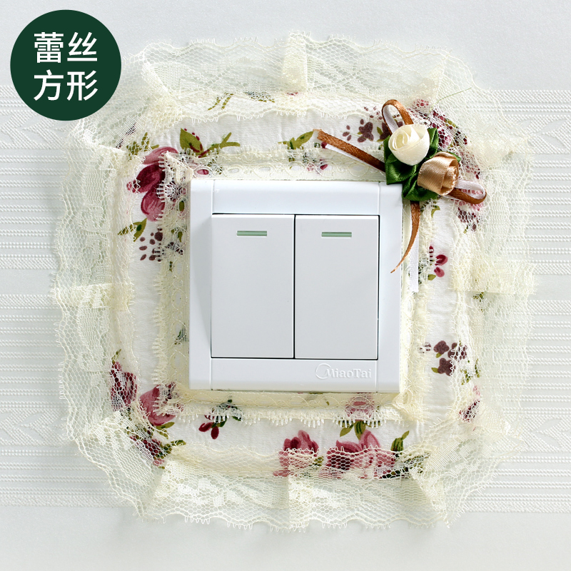 鱼雁兔 开关贴垫布艺开关保护套墙壁防尘防脏壁火贴墙面插座装饰灯套