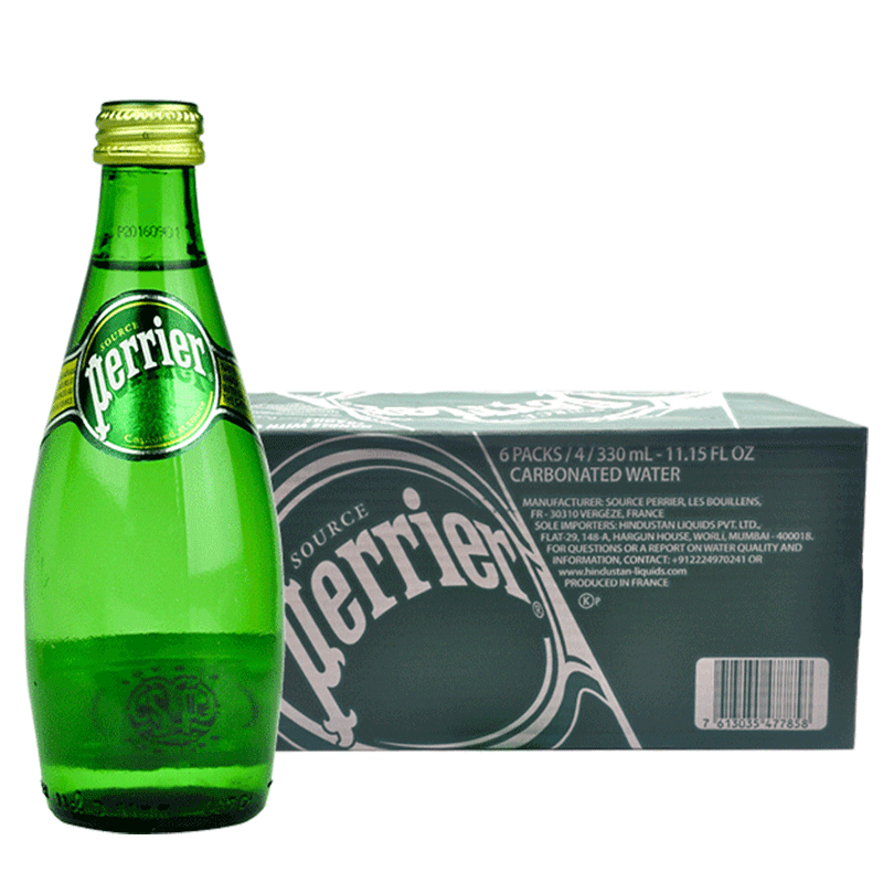 巴黎水(perrier)法国原装进口气泡水饮料饮品 330ml24瓶1箱【3味混搭