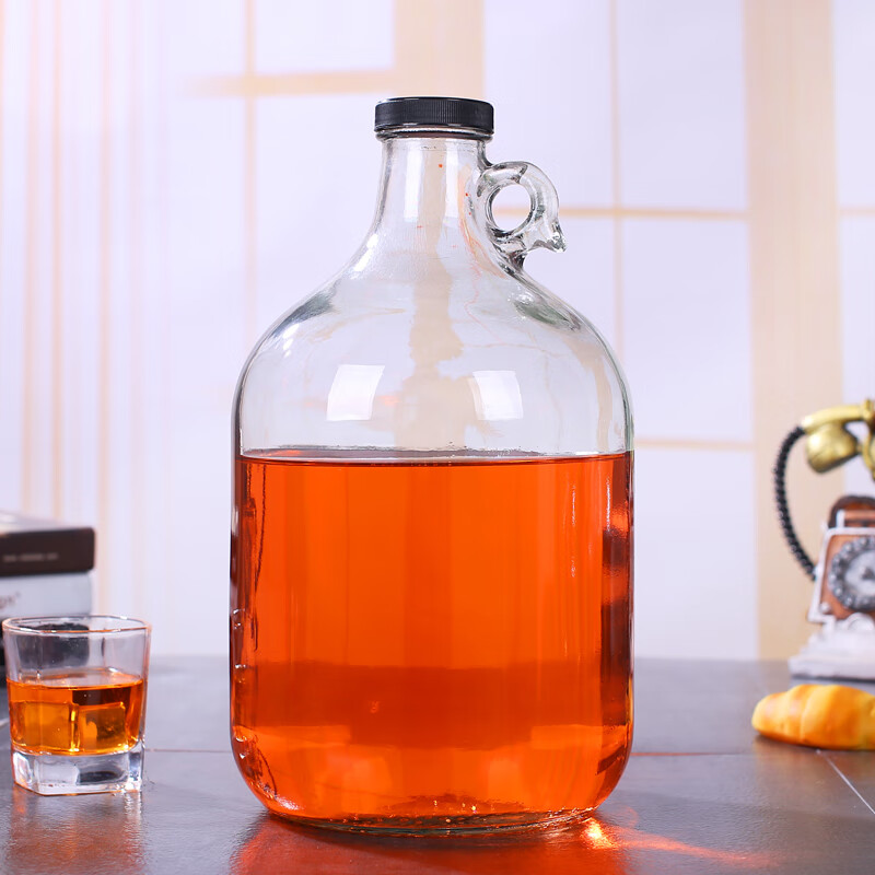 汲吉香釀酒玻璃瓶大號加州紅酒泡酒瓶子密封罐藥酒果酒瓶葡萄酒自釀容器 10斤 5000ml