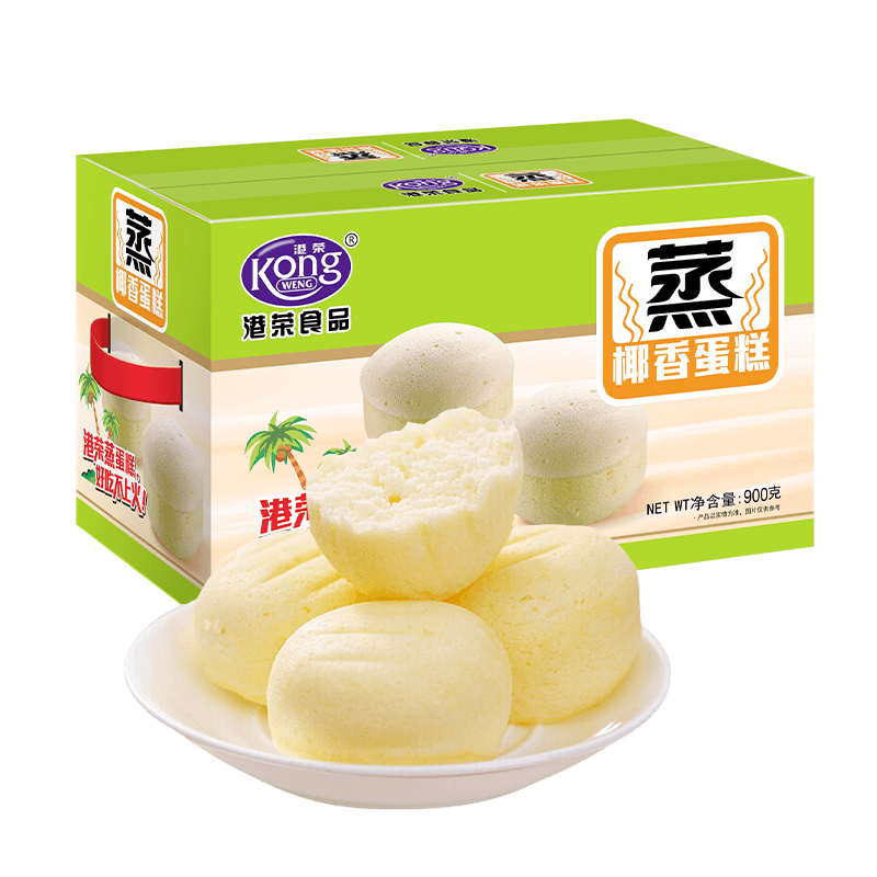 港荣蒸蛋糕椰香800g 面包零食早餐饼干蛋糕中西式糕点父亲节礼物盒