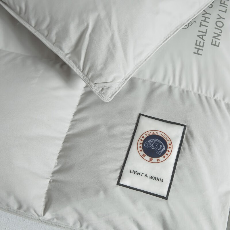 恒源祥被芯抗菌鹅绒被子白鹅绒保暖蓬松防钻绒秋冬四季羽绒被轻盈蓬松 波兰进口抗菌羽绒被-浅灰色 200*230cm 3.4斤【春秋被】