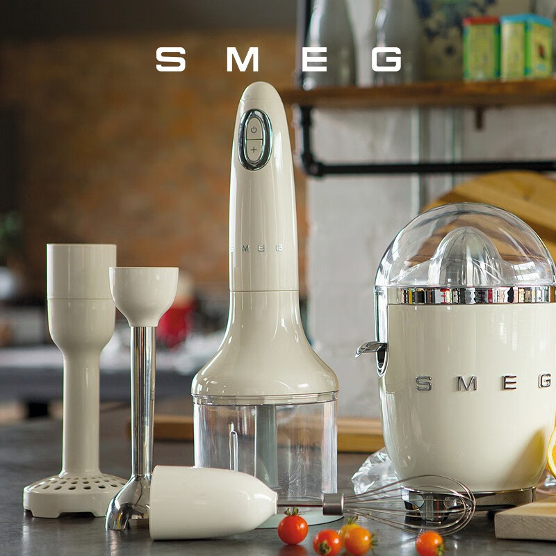 SMEG斯麦格 料理棒套装 家用婴儿辅食料理机 辅食搅拌机 手持研磨绞肉 料理机粉碎机 HBF22 生日礼物 奶白色