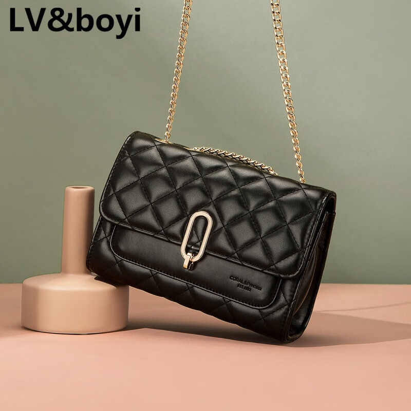 lv&boyi奢侈品品牌包包女士包包休闲百搭纯色单肩斜挎包链条小方包