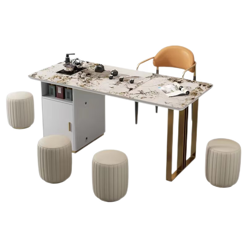 岩板茶桌轻奢阳台现代简约办公泡茶台家用功夫茶具一体茶桌椅组合(送金太太智能烧水壶+无线充) 潘多拉  单 1.2*0.7米茶桌