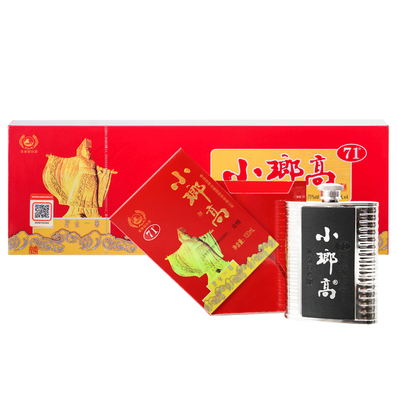 瑯琊臺青島酒71度小瑯高100ml*4瓶純糧食酒高度白酒禮盒裝原漿原酒酒廠(chǎng) 71%vol 100mL 4瓶