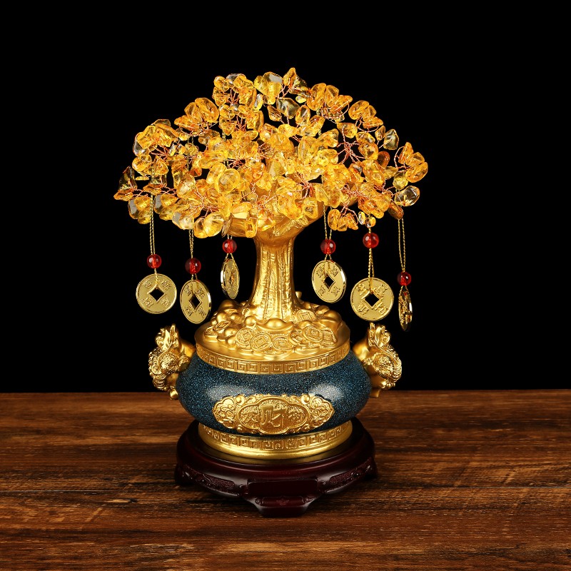 吉善堂摇钱树工艺品招财树发财树摆件家居客厅桌面装饰品开业乔迁礼物