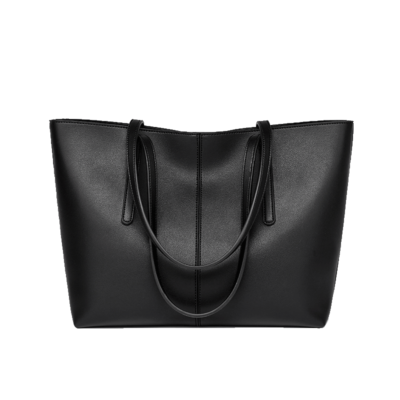 VQGT包包女包2021新款欧美新款时尚百搭大容量托特包牛皮包单肩大包手提包 黑色