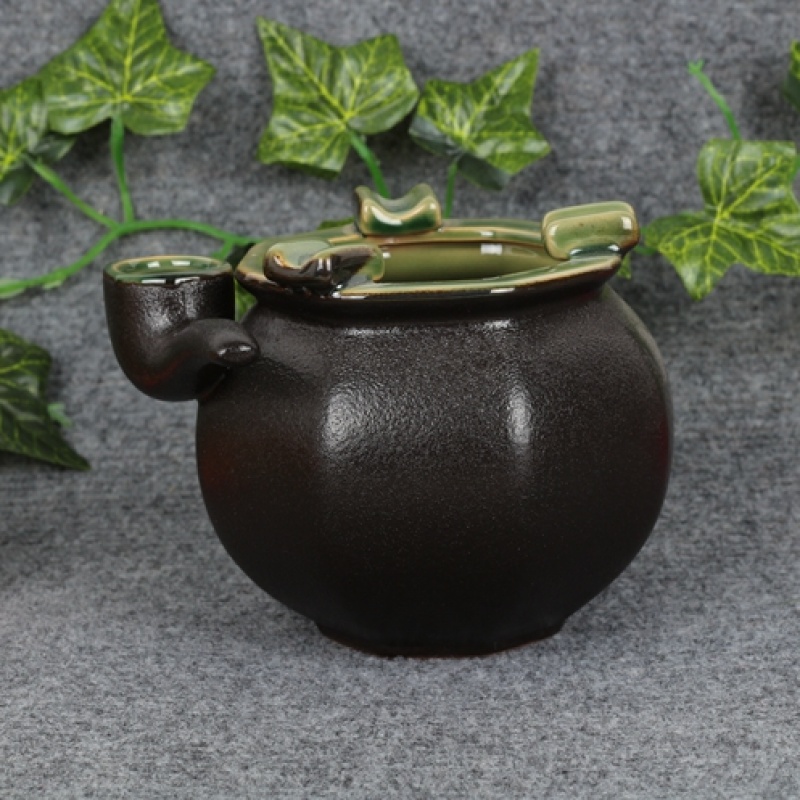 复古烟灰缸创意个性陶瓷烟灰缸男友时尚大号客厅缸家居 黑金刚八角