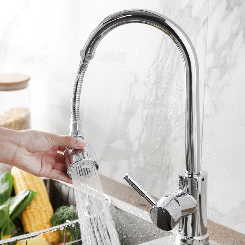 senseyo水龙头防溅头 厨房洗菜盆加长花洒头家用可旋转万向增压水龙头