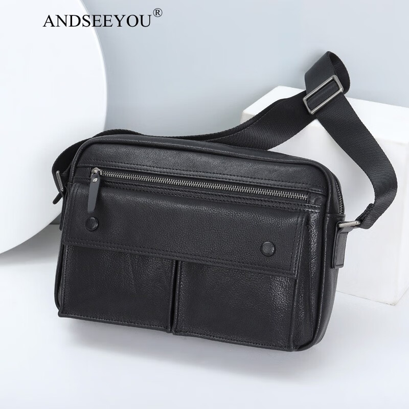 斜挎包 新款真皮户外小众邮差包男休闲复古植鞣皮大容量单肩斜挎包男