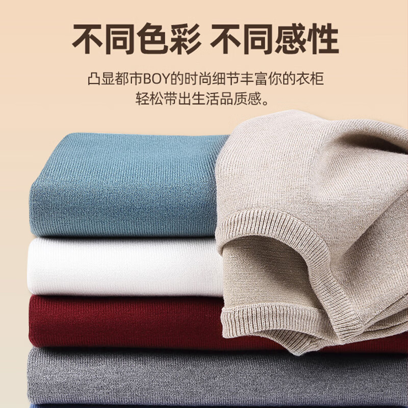 真维斯(JEANSWEST)毛衣男秋冬新款针织衫青少年针线衫内搭保暖百搭纯色打底衫毛线衫 蓝(半高领) 3XL (推荐170斤-190斤)