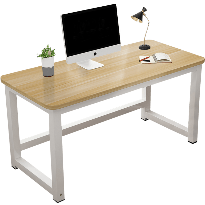 舒客艺家 电脑桌台式 木纹白架单桌 80*50*74cm