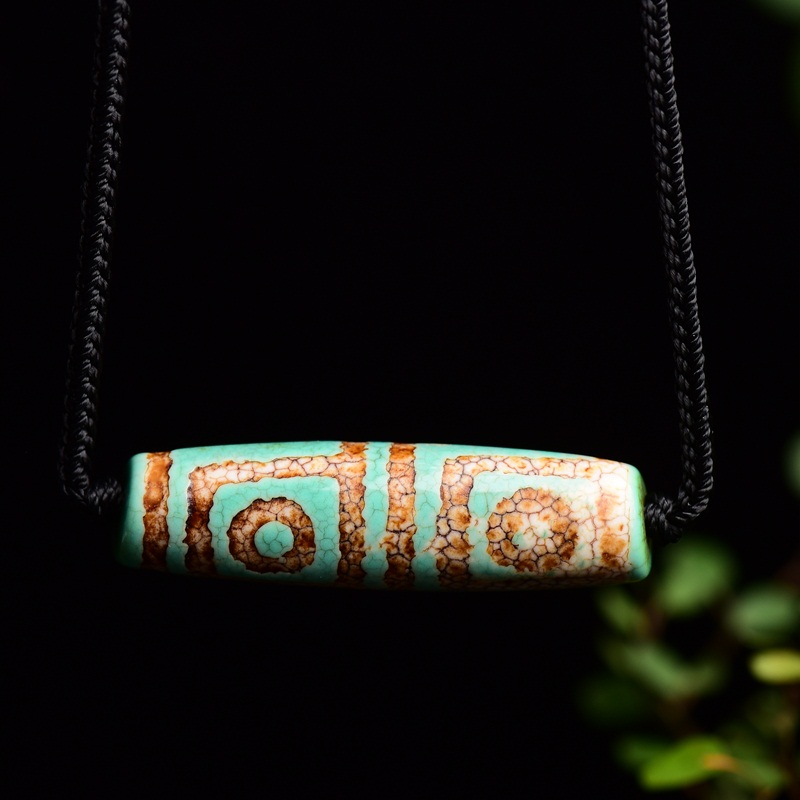 卫城古法青稞金刚四眼天珠吊坠火供包浆开片老年份锁骨项链收藏品