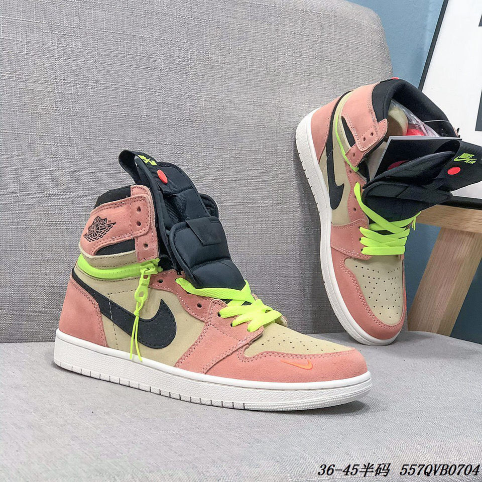 nike耐克aj1烟灰拉链紫罗兰杏橙换帮篮球鞋运动男女休闲板鞋6576100