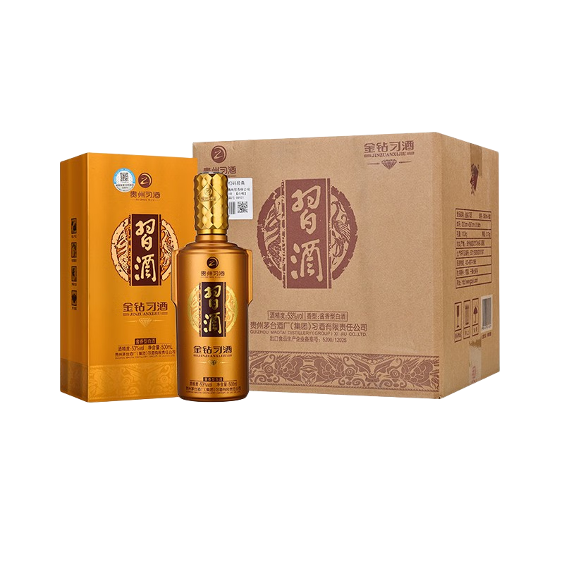 XIJIU 习酒 金钻 53%vol 酱香型白酒 500ml*6瓶 整箱装