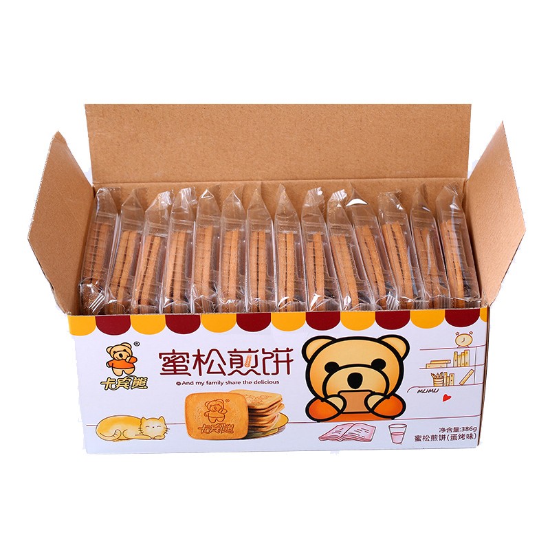 卡宾熊活动1蜜松煎饼386g小熊饼干休闲零食饼薄脆饼干蜜松鸡蛋煎饼整箱